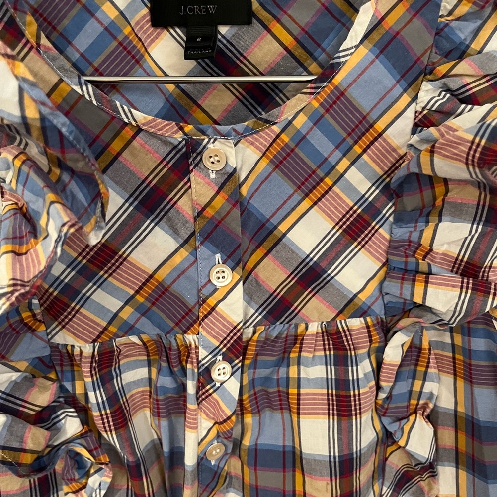 J.Crew Gingham Ruffled Top - Picture 2 of 7
